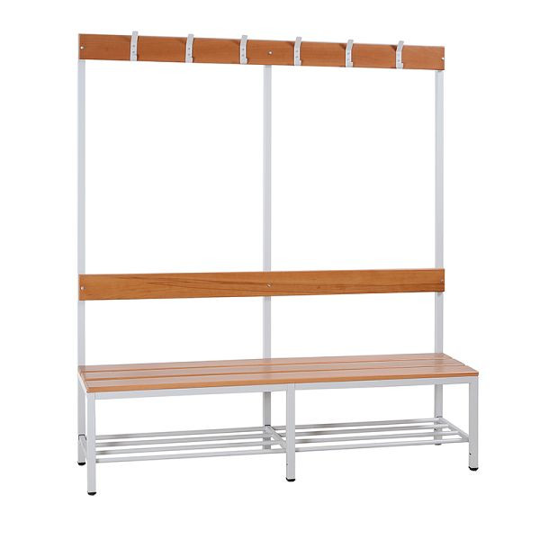 Lüllmann Sitzbankgarderobe, 1825 x 1600 x 400 mm, Lichtgrau/ Hartholz Buche, 806110