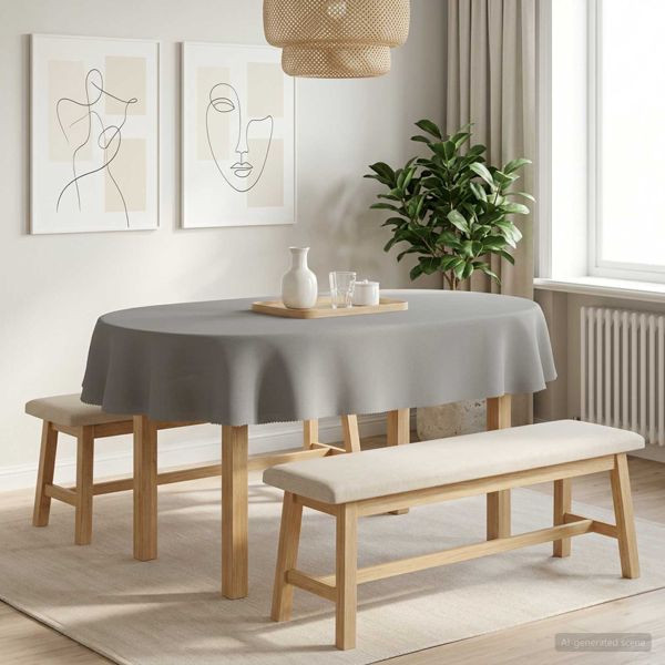 vidaXL Tischdecke 5 stk. Oval Hellgrau 95 x 220 cm Polyester, 42040276