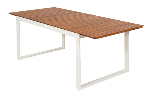 Merxx Naxos Ausziehtisch, weiß, 150 (200) x 90 cm, Tischplatte aus Akazienholz, Aluminium und FSC Akazienholz, 22004-208