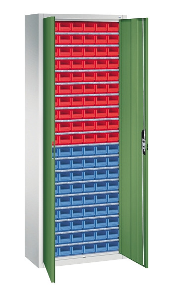 C+P Magazinschrank Serie 13, H1980xB700xT300mm, 7035/6011, Einlegeböden 18, 133113-23 S10134