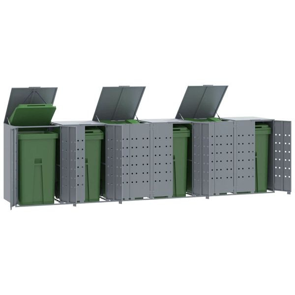 vidaXL Mülltonnenbox für 6 Tonnen Grau 414x79x117 cm Stahl, 3279991