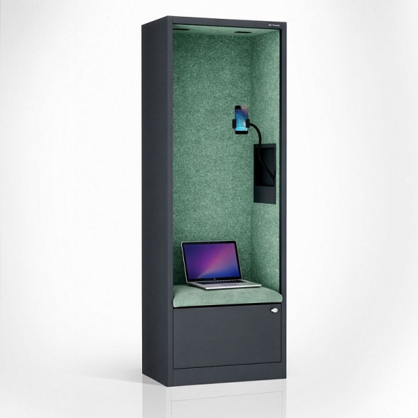 Jan Nowak Schrank mit Sitzfläche und Ruhezone SALLY MentalBox 1850 x 600 x 400 mm, Anthrazit, Grün, 2060