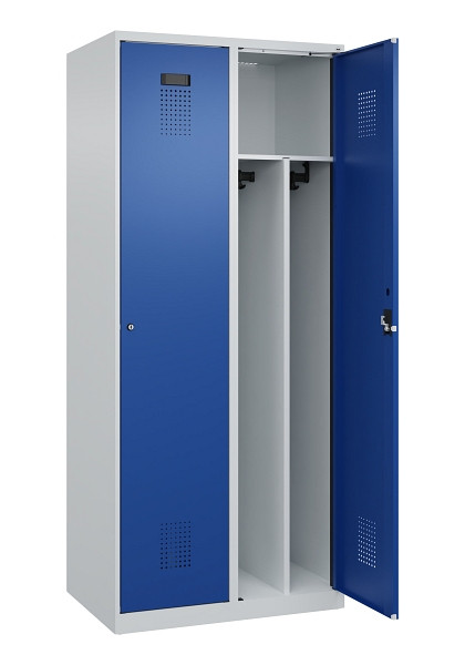 C+P Spind Evolo PLUS, 2 Abteile, 1850x800x500mm, 7035/5010, Verschluss Zylinderschloss, 049000-22F S10033