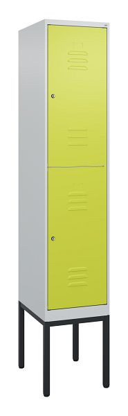 C+P Doppelstöckiger Spind Classic PLUS, Gestell, 2120x400x500mm, 7035/0024, Zylinderschlösser, 0803307-12 S10025
