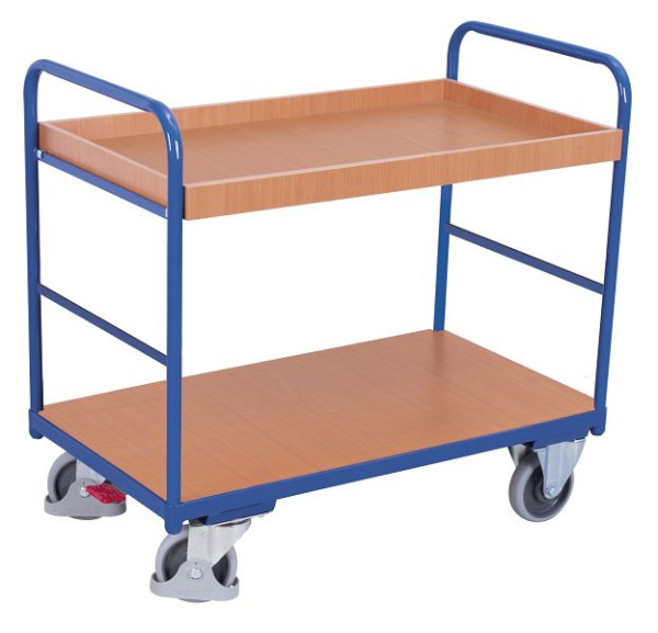 VARIOfit Etagenwagen niedrig, Außenmaße: 1.060 x 600 x 990 mm, RAL 5010 enzianblau, Radsatz: Bereifung aus Gummi, sw-600.207
