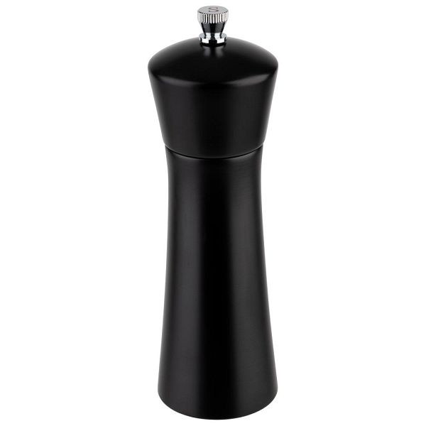 APS Salzmühle, Gewürzmühle aus Akazienholz, Mahlwerk aus Edelstahl, Ø 5 cm, Höhe 17 cm, schwarz, 40579