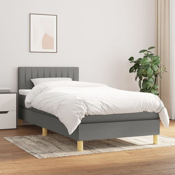 vidaXL Boxspringbett mit Matratze Dunkelgrau 80x200 cm Stoff, 3140730