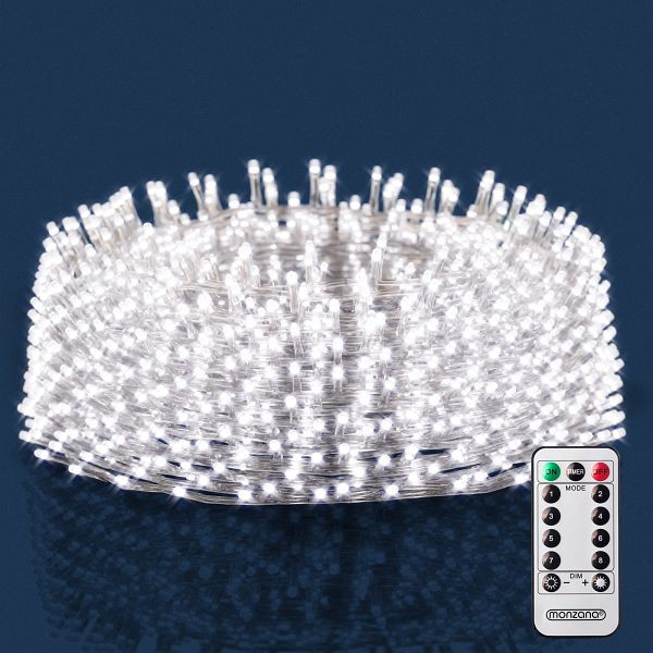 monzana Regenlichterkette LED Kaltweiß 20m Fernbedienung, 107649