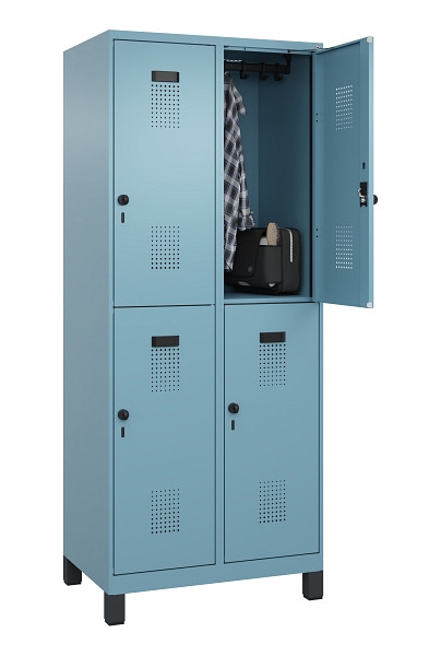 C+P Doppelstöckiger Spind Evolo PLUS, mit Füßen, 4 Fächer, 1950x800x500mm, 0010, Drehriegel, 049310-22 S10021