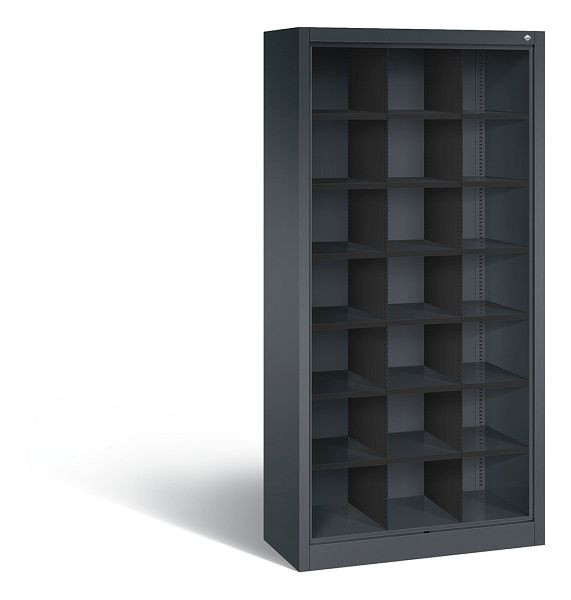 C+P Stahlregal mit Rückwand Acurado, H1950xB930xT400mm, Farbe: Schwarzgrau, 9160-410 S10008