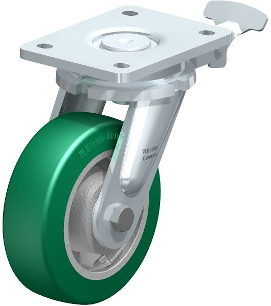 Blickle LO-GST 150K-RI4 Stahlgeschweißte Schwerlast-Lenkrolle, Blickle Softhane®, Grün, 852405