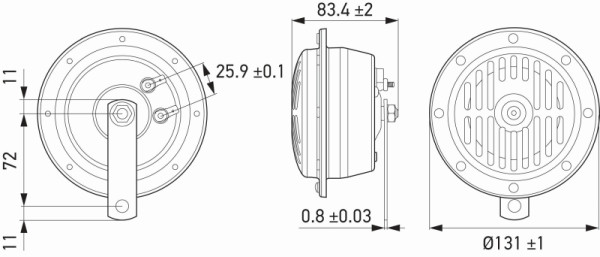 HELLA Horn, 12V, 114dB(A), Frequenzbereich: 280/330Hz, Gehäusefarbe: schwarz, Set, 3CB 004 811-091