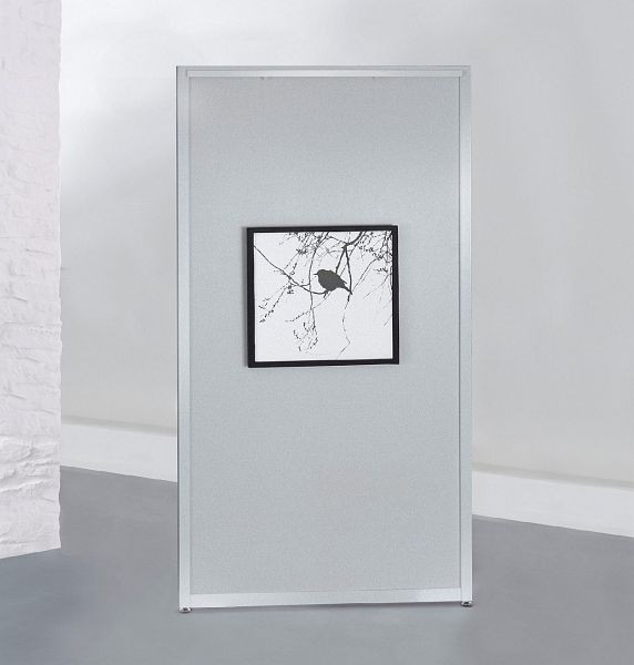 BST Ausstellungswand Alu silber, MDF-Dekor silber, Bilderschiene, 800x1980 mm, SCREEN-ART 8019-DS