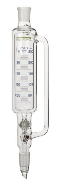 Rettberg Tropftrichter, temperierbar, 500 ml, Hülse/Kern NS 29/32, Glashahn 4 mm, mit Druckausgleichsrohr, graduiert, 134041145