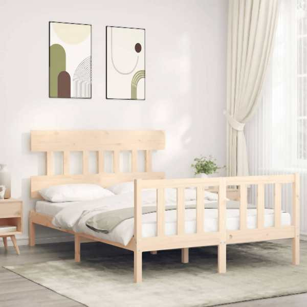 vidaXL Massivholzbett mit Kopfteil, 3193311, 8720845984816