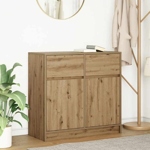 vidaXL Sideboard mit Schublade Artisan-Eiche 80x34x76 cm Holzwerkstoff, 861543