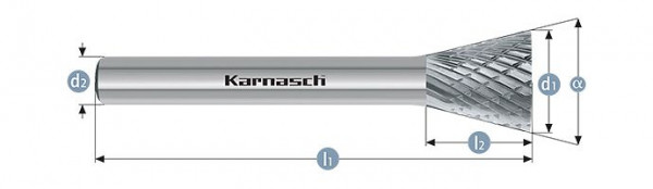 Karnasch Hartmetall-Frässtift unbeschichtet WKN/ HP-3 d1= 6,0 / l2= 7 / d2= 3 / l1= 39mm, VE: 4 Stück, 113096010