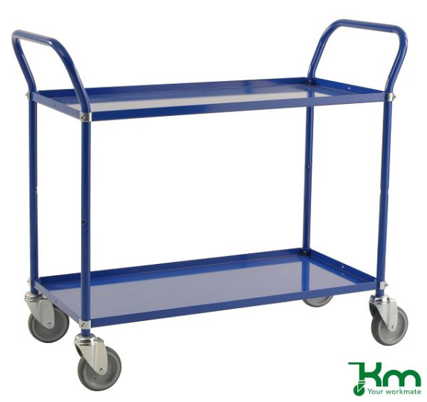 Kongamek Farbiger Wagen mit 2 Böden, 4 Lenkrollen, 2 davon mit Bremsen, Blau, KM3105B