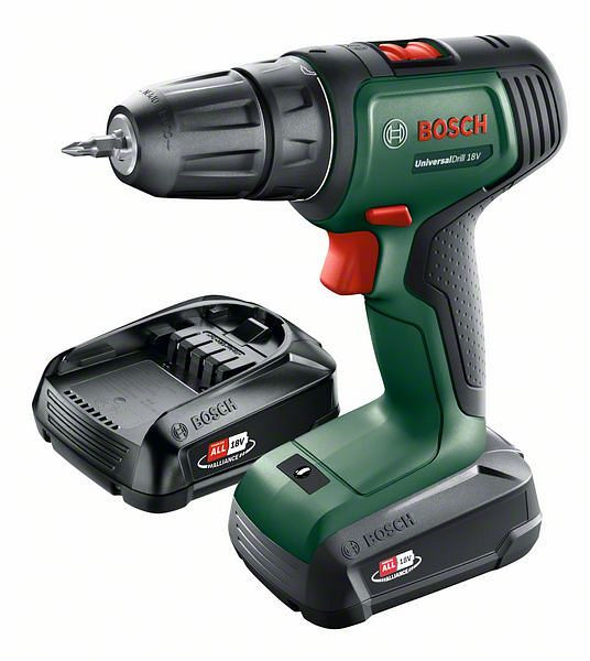 Bosch Akku-Zweigang-Bohrschrauber UniversalDrill 18V mit 2x Akkupack, Ladegerät, 06039D4002