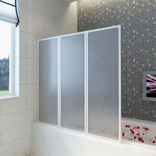 vidaXL Badewannenfaltwand 117x120 cm 3 Paneele Faltbar, 140784