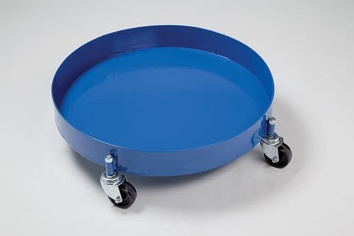 DENIOS Fassroller DT2 aus Stahl, für 200-Liter-Fässer, mit öldichter Wanne, max. 300 kg, 189637