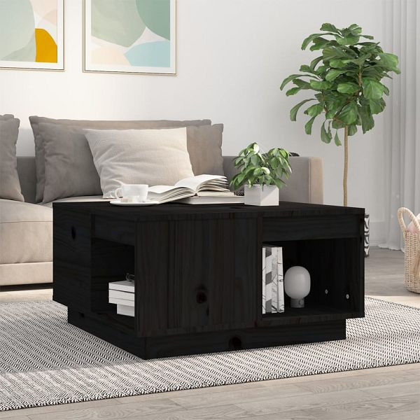 vidaXL Couchtisch Schwarz 60x61x32,5 cm Massivholz Kiefer, 814533