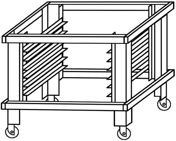 MORETTI Untergestell S/95 für P80E, für max. 18 Backbleche 600 x 400mm, ohne Backblechtragschienen (max. 6 Paar möglich), mit Rädern, 493400318373