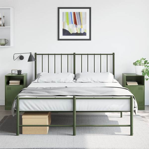vidaXL Nachttische 2 Stück Olivgrün 34,5x39x62 cm Stahl, 841772