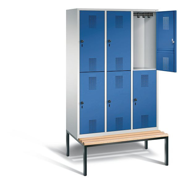 C+P Spind doppelstöckig Evolo, H2090xB1200xT815mm, Farbe: Lichtgrau / Enzianblau, 48350-32 S10047