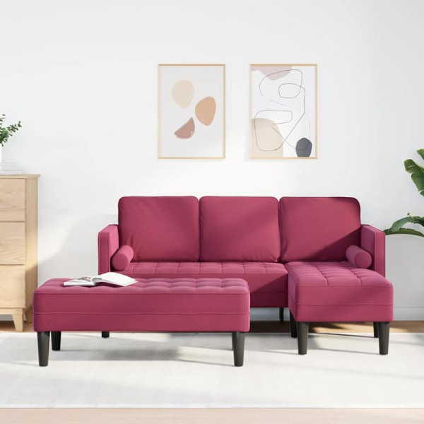 vidaXL Sofa Set, 2er Set, Weinrot 173 x 131 x 67 cm Samt, 3329269
