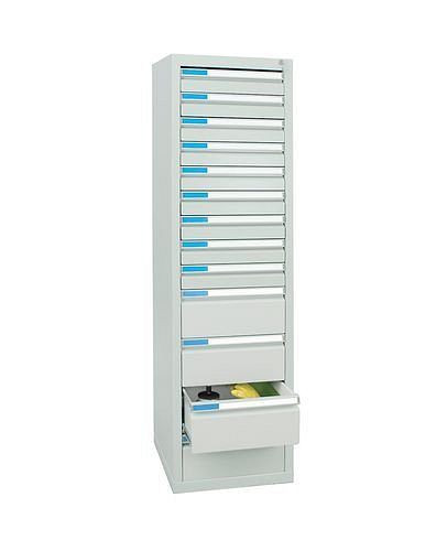 stumpf Schubladenschrank Esta mit 13 Schubladen, grau, B 500 mm, H 1800 mm, 251962