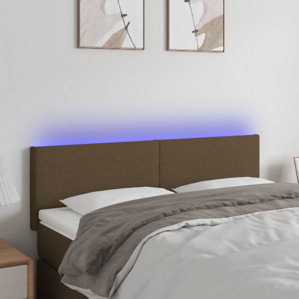 vidaXL LED Kopfteil Dunkelbraun 144x5x78/88 cm Stoff, 3121333