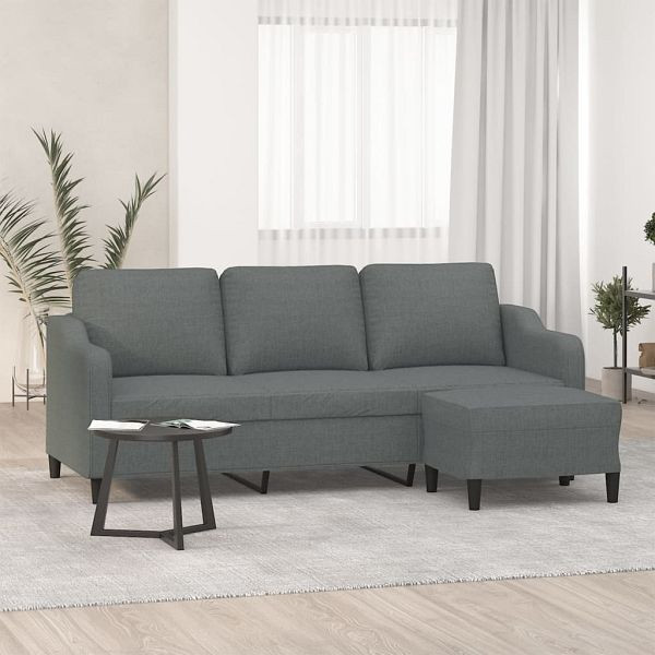 vidaXL 3-Sitzer-Sofa mit Hocker Dunkelgrau 180 cm Stoff, 3201136