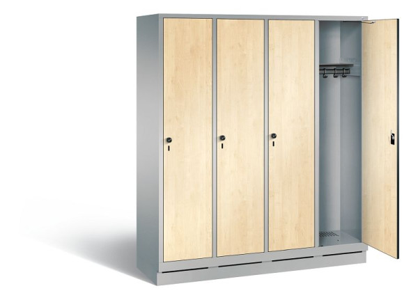 C+P Garderobenschrank Evolo, H1800xB1590xT500mm, Farbe: Weißaluminium / Dekor Donau-Ahorn, 48020-42 S10634