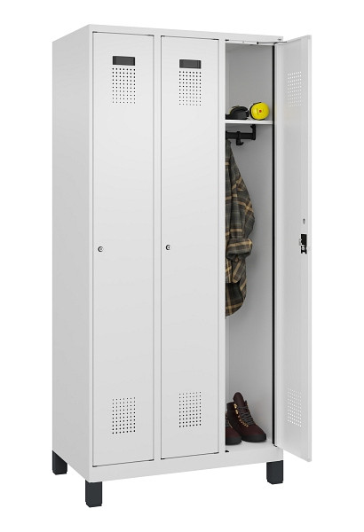 C+P Spind Evolo PLUS, mit Füßen, 3 Abteile, 1950x900x500mm, 9016/9016, Verschluss Zylinderschloss, Ablageböden 3, 049010-30 S10047