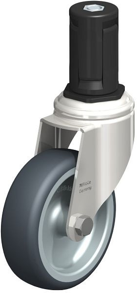 Blickle LKRXA-TPA 101G-11-EXR15 Edelstahl-Apparate-Lenkrolle mit Expander, Thermoplastisches Gummi-Elastomer, Grau, 853160