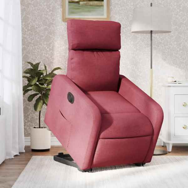 vidaXL Relaxsessel mit Aufstehhilfe Elektrisch Weinrot Stoff, 3206720