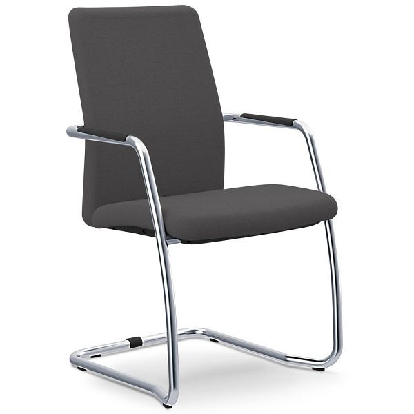 Deskin Besucherstuhl OSTRIA DV 4 - Rückenlehne hoch, Freischwingergestell verchromt, Bezug Stoff AF grau, 359249