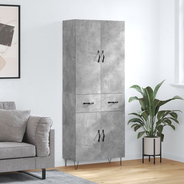 vidaXL Highboard Betongrau 69,5x34x180 cm Holzwerkstoff, 3198181