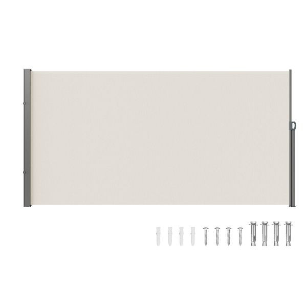 VEVOR Seitenmarkise 180 x 350 cm aus 180 g/m² Polyestergewebe mit PU-Beschichtung einziehbarer Griff mit Federmechanismus Beige, KSSCP180X350VY7PHV0