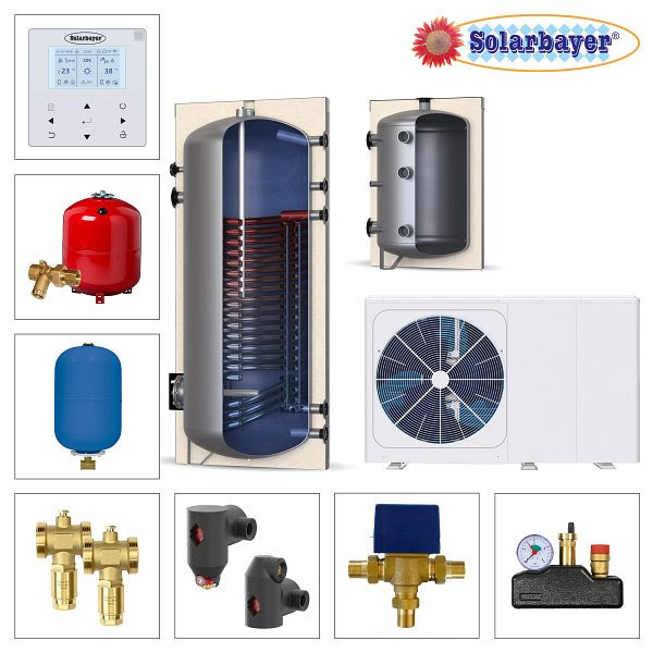 Solarbayer Wärmepumpenpaket LWM 16 / P100, WP300Set 1, Puffer- & Warmwasserspeicher, 710606200