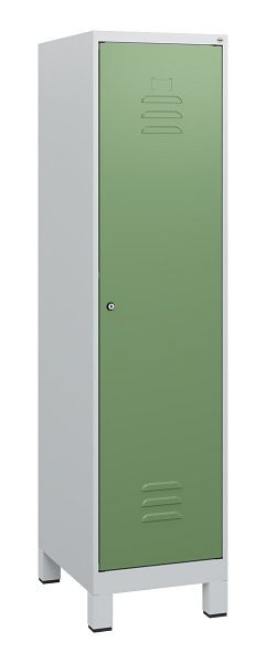 C+P Umkleidespind Classic PLUS, Füße, 1630x400x500mm, 7035/6011, Zylinderschloss, 0800105-12 S10021