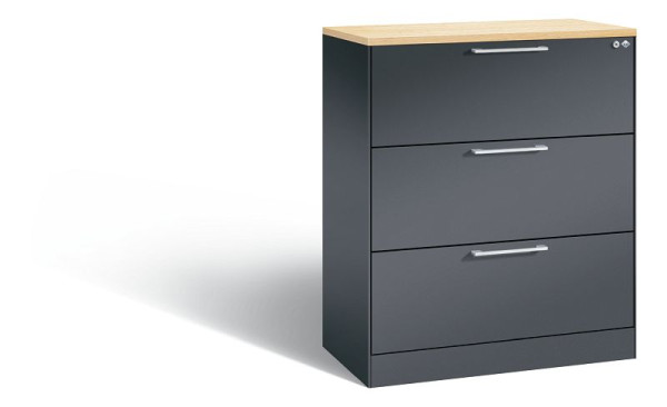 C+P Hängeregistraturschrank Asisto, H1010xB800xT435mm, Farbe: Schwarzgrau, Bügelgriff, 146043-312 S10080