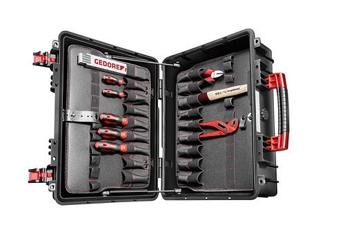 GEDORE red Werkzeugkoffer AZUBI L, Scharniere mit korrosionsbeständigen Stiften, 3301638