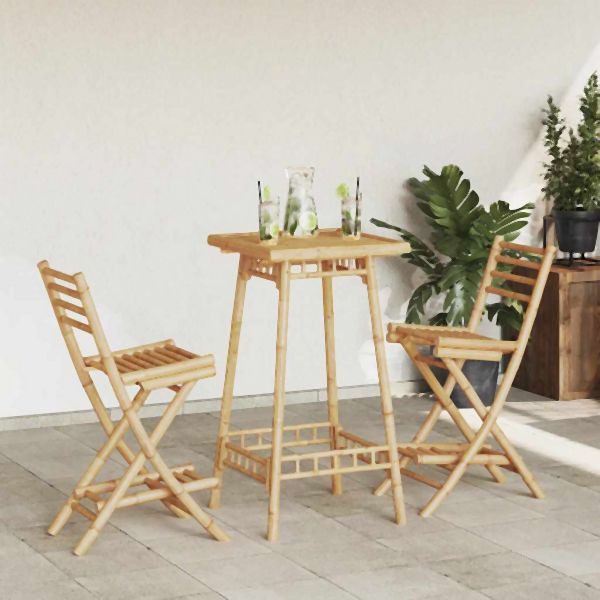 vidaXL Outdoor-Barhocker mit Fußstützen 2 Stück Klappbar Bambus, 4108228
