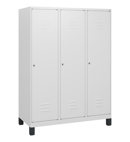 C+P Umkleidespind Classic PLUS, Füße, 3 Abteile, 1630x1200x500mm, 9016/9016, Zylinderschlösser, 0800105-32 S10029