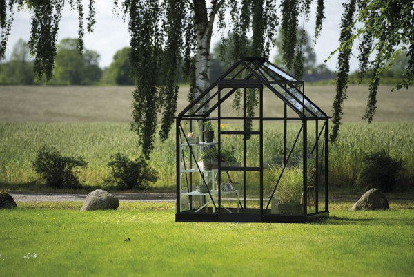 Halls Gewächshaus ICON 6, 2.5 m² Schwarz mit 3 mm Sicherheitsglas, HR01009