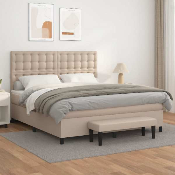 vidaXL Boxspringbett Matratze Cappuccino-Braun 160x200 cm Kunstleder, 3137676