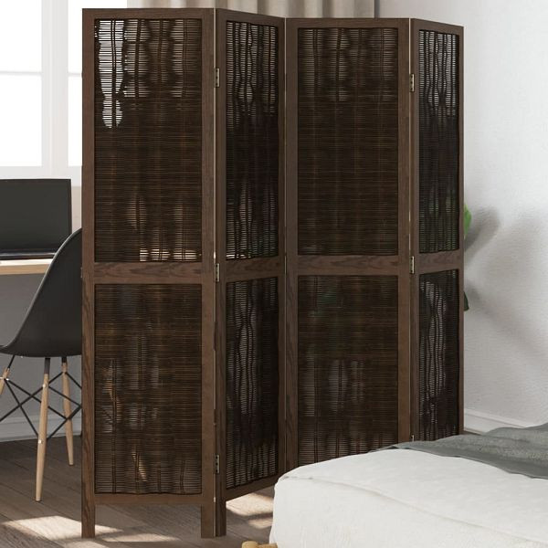 vidaXL 4-teilig Raumteiler Dunkelbraun Massivholz Paulownia, 358657