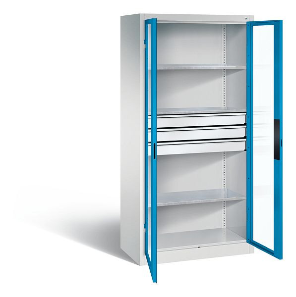 C+P Werkzeugschrank Acurado, H1950xB930xT500mm, Farbe: Lichtgrau / Lichtblau, Muldengriff, 8921-55302 S10015